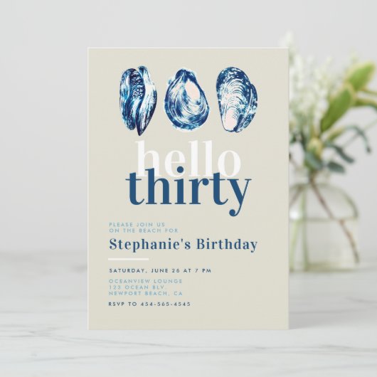 Oesters Bar Nautische Ocean Beach 30e verjaardag Kaart (Staand voorkant)