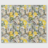 Oesters citroenen en champagne cadeaupapier (Vlak)