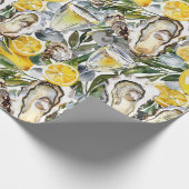Oesters citroenen en champagne cadeaupapier (Hoek)