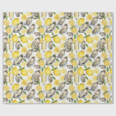 Oesters, citroenen en champagne cadeaupapier (Vlak)