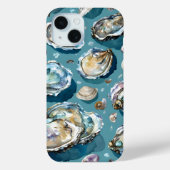 Oesters Clams schelpen Patroon Blauw Case-Mate iPhone Case (Achterkant)