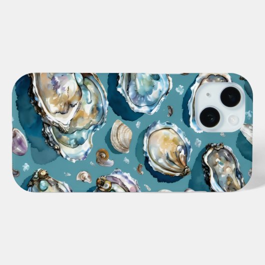 Oesters Clams schelpen Patroon Blauw Case-Mate iPhone Case (Achterkant (horizontaal))