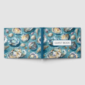 Oesters Clams schelpen Patroon Blauw Gastenboek (Volledig)