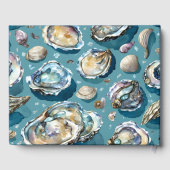 Oesters Clams schelpen Patroon Blauw Gastenboek (Achterkant)