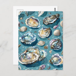 Oesters Clams zeeschelpen patroon Briefkaart