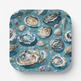 Oesters Clams zeeschelpen patroon Papieren Bordje