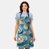 Oesters Clams zeeschelpen patroon Schort (Gedragen)