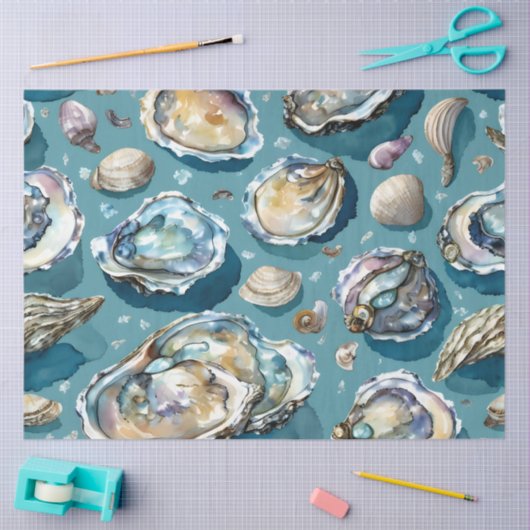 Oesters Clams zeeschelpen patroon Tissuepapier (Craft)