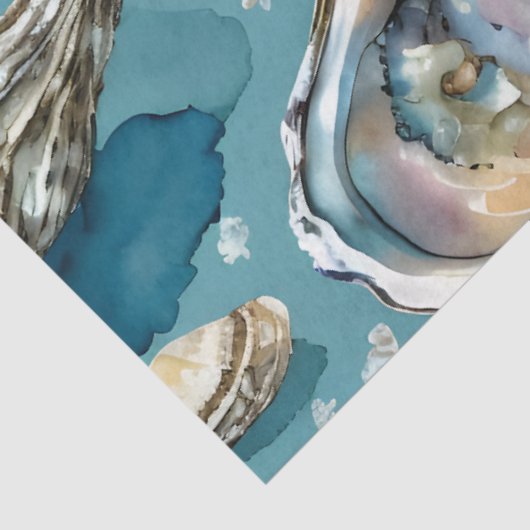 Oesters Clams zeeschelpen patroon Tissuepapier (Detail)