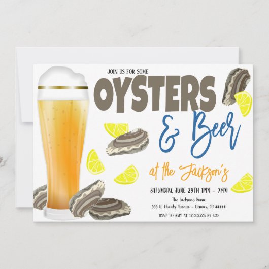 Oesters en Bier Party Uitnodiging (Voorkant)