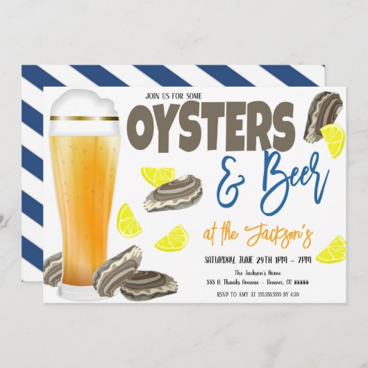 Oesters en Bier Party Uitnodiging (Voorkant / Achterkant)