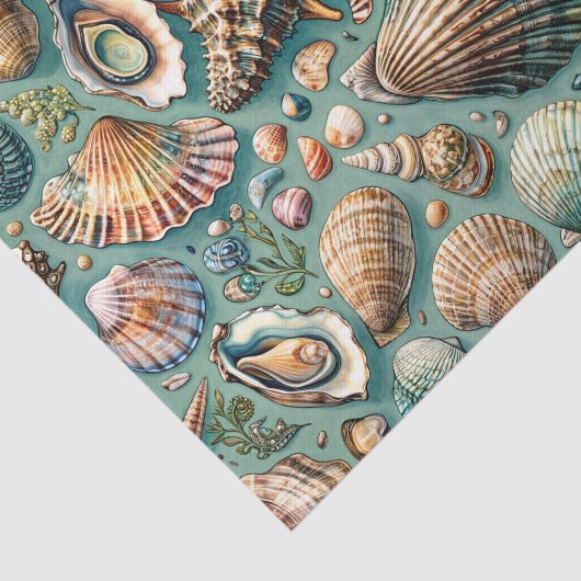 Oesters en mosselen Seashell Variëteit Tissuepapier (Detail)