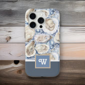 Oesters n Parels Blauw Grijs Tan Monogram Initiaal Case-Mate iPhone Case