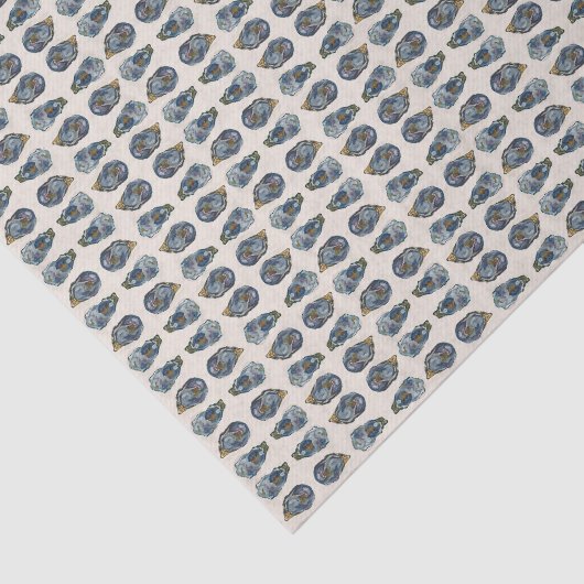 Oesters op halfdop tissuepapier (Detail)