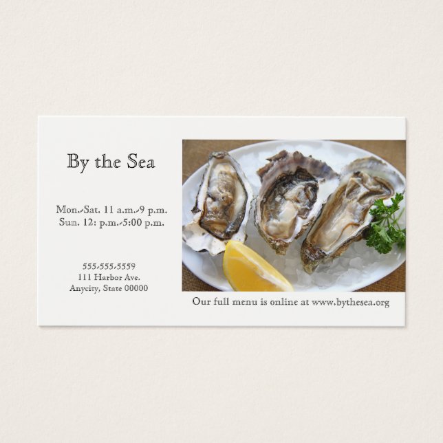 Oesters op ijs visitekaartje (Voorkant)