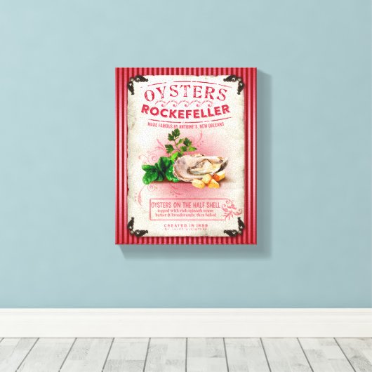 Oesters Rockefeller op de Halve Shell Canvas Afdruk (Insitu (Houten vloer))
