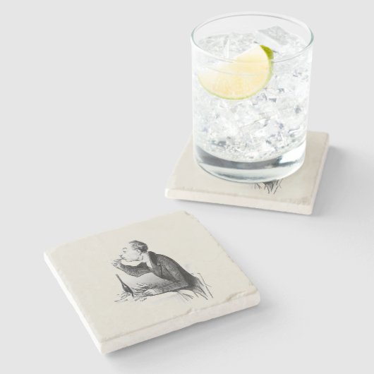 Oesters van oud Man Stenen Onderzetter (Zijkant)