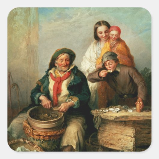 Oesters, Young Sir? Vierkante Sticker (Voorkant)