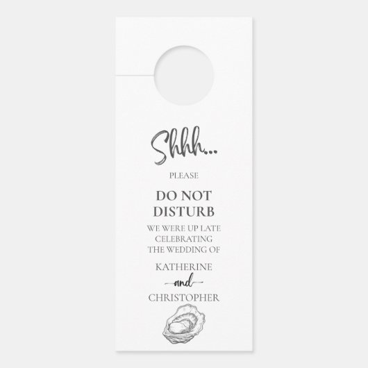 Oesters zwart wit shhh niet verstoren bruiloft deurhanger (Voorkant)