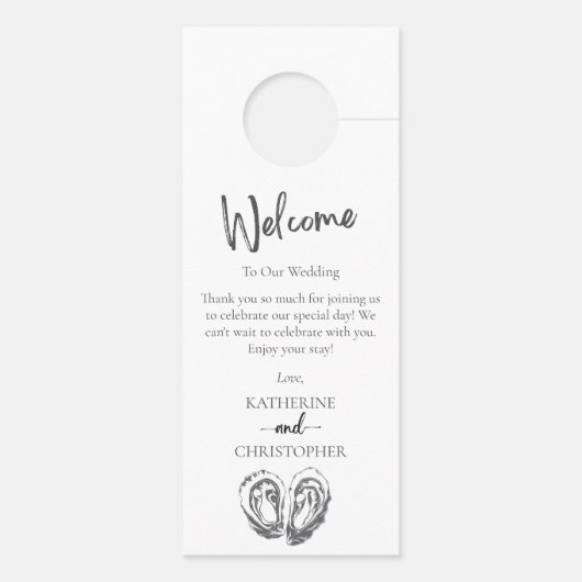 Oesters zwart wit shhh niet verstoren bruiloft deurhanger (Achterkant)