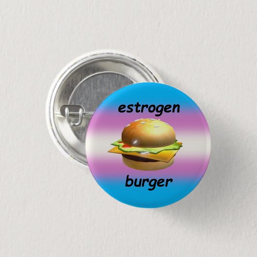 "Oestrogeen Burger" Transferm Pride Pin Ronde Button 3,2 Cm (Voorkant /achterkant)