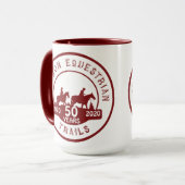 OET-Mok met 50-jarige logo maroon en wit Mok (Voorkant links)