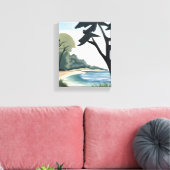 oever aan het meer | Waterverf landschapsschilderk Canvas Afdruk (Insitu (Woonkamer))