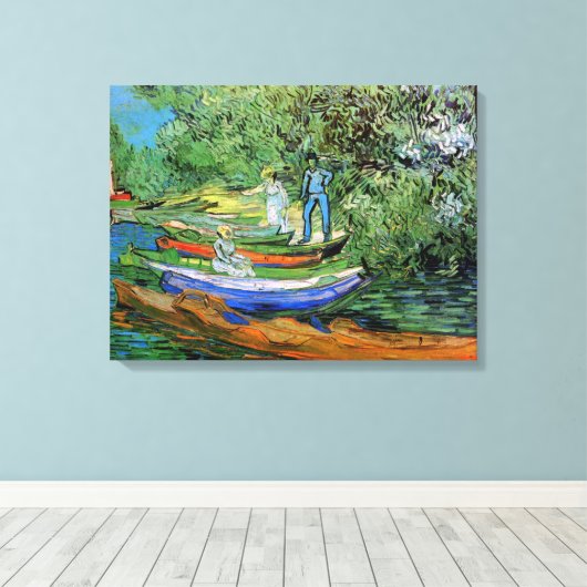 Oever van de Oise bij Auvers van Vincent van Gogh Canvas Afdruk (Insitu (Houten vloer))