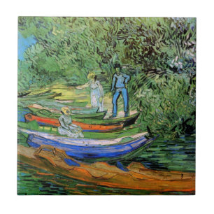 Oever van de Oise bij Auvers van Vincent van Gogh Tegeltje
