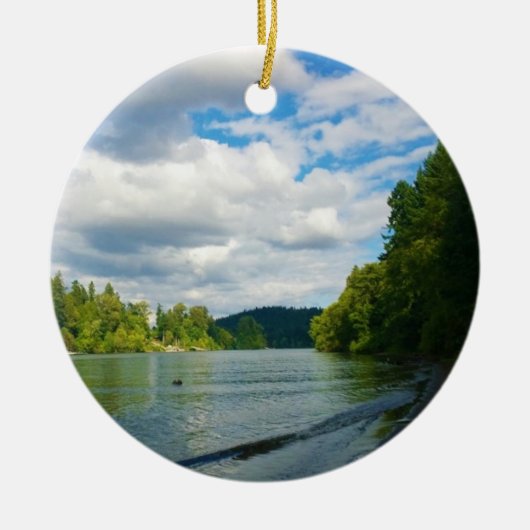 Oever van de Willamette Rivier, OR Keramisch Ornament (Voorkant)