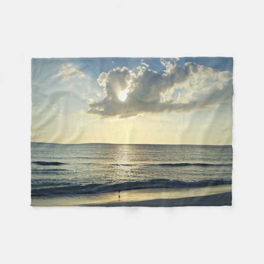 Oever Zonsopgang Sereniteit Fleece Deken (Voorkant (Horizontaal))