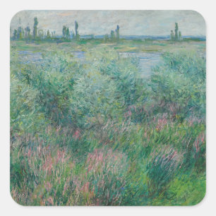 Oevers van de Seine bij Vétheuil, Monet 1881 Vierkante Sticker
