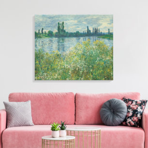 Oevers van de Seine door Claude Monet Canvas Afdruk