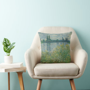 Oevers van de Seine door Claude Monet Kussen