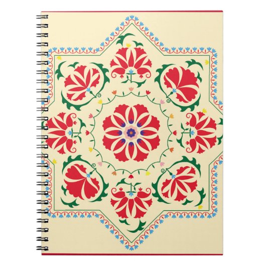 Oezbeekse etnische  ornament suzanisuzani, stof notitieboek (Voorkant)