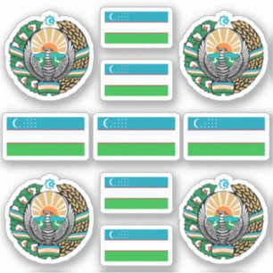 Oezbeekse nationale symbolen / wapen en vlag sti sticker