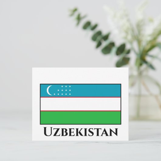 Oezbeekse vlag briefkaart (Staand voorkant)