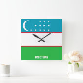 Oezbeekse vlag Dazzling Patriotic Vierkante Klok (Huis)
