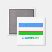 Oezbeekse vlag mit Namen Magneet (Voorkant / Achterkant)