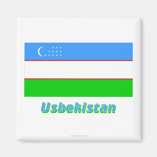 Oezbeekse vlag mit Namen Magneet (Voorkant)
