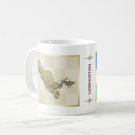 Oezbeekse vlag + Mok kaart (Voorkant links)