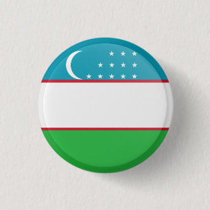 Oezbeekse vlag ronde button 3,2 cm