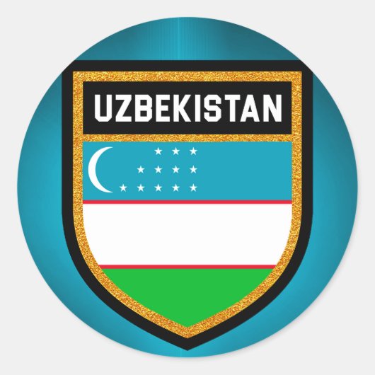 Oezbeekse vlag ronde sticker (Voorkant)