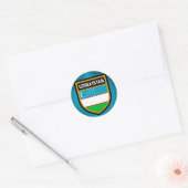 Oezbeekse vlag ronde sticker (Envelop)