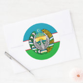 Oezbeekse vlag & staatsembleem, vlag van Oezbekist Ronde Sticker (Envelop)