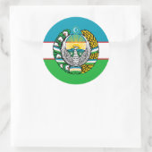 Oezbeekse vlag & staatsembleem, vlag van Oezbekist Ronde Sticker (Tas)