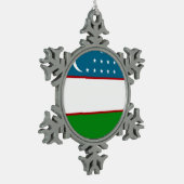 Oezbeekse vlag tin sneeuwvlok ornament (Links)