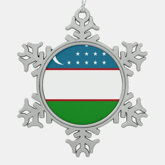 Oezbeekse vlag tin sneeuwvlok ornament (Voorkant)