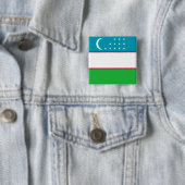 Oezbeekse vlag vierkante button 5,1 cm (In situ)