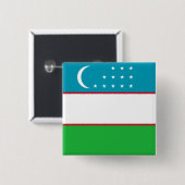 Oezbeekse vlag vierkante button 5,1 cm (Voorkant /achterkant)